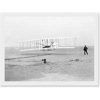 Artery8 Daniels First Flight Wright Brothers 1903 Photo Aviation Artwork Framed Wall Art Print A4 in White