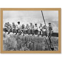Artery8 Lunch Atop A Skyscraper New York City 1932 Iconic Photo Artwork Framed Wall Art Print A4 in Light Oak