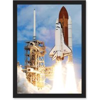 Artery8 Space Nasa Shuttle Discovery Rocket Launch USA Photo Artwork Framed Wall Art Print A4 in Black