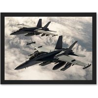 Artery8 Hook Military US Airforce F-18 Hornet Jet Fighters Photo Artwork Framed Wall Art Print A4 in Black