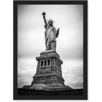 Artery8 Statue Liberty New York City USA Black White Artwork Framed Wall Art Print A4