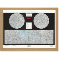 Artery8 Space Nasa 1979 Lunar Chart Moon Map Data Diagram Artwork Framed Wall Art Print A4 in Light Oak