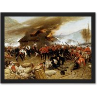 Artery8 De Neuville Defence Rorke's Drift Painting Britain Military Artwork Framed Wall Art Print A4 in Black