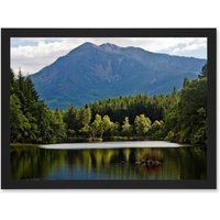 Artery8 Gillman Glencoe Lochan Highland Scotland Photo Landscape UK Artwork Framed Wall Art Print A4 in Black