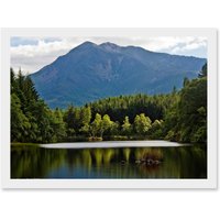 Artery8 Gillman Glencoe Lochan Highland Scotland Photo Landscape UK Artwork Framed Wall Art Print A4 in White