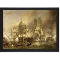 Artery8 Stanfield Battle Of Trafalgar Painting Naval Battle Artwork Framed Wall Art Print A4 in Black