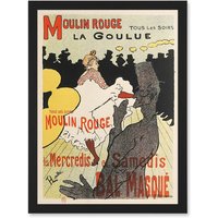 Artery8 Toulouse-Lautrec Dancer La Goulue Moulin Rouge Vintage French Advert Artwork Framed Wall Art Print A4 in Black