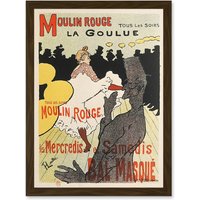Artery8 Toulouse-Lautrec Dancer La Goulue Moulin Rouge Vintage French Advert Artwork Framed Wall Art Print A4 in Brown
