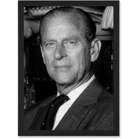 Artery8 Warren Portrait Prince Philip Duke Edinburgh Photo Artwork Framed Wall Art Print A4 in Black