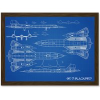 Artery8 SR-71 Blackbird Habu US Airforce Aircraft Spy Plane Blueprint Plan Artwork Framed Wall Art Print A4 in Brown