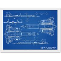 Artery8 SR-71 Blackbird Habu US Airforce Aircraft Spy Plane Blueprint Plan Artwork Framed Wall Art Print A4 in White