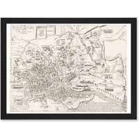 Artery8 Map Ligorio 16th Century Ancient Rome Roman City Plan Artwork Framed Wall Art Print A4 in Black