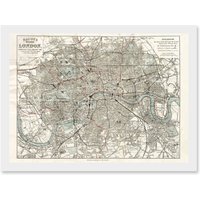 Artery8 Map Bacon 1883 Modern London City England Plan Chart Artwork Framed Wall Art Print A4 in White