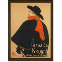 Artery8 Toulouse Lautrec Aristide Bruant In His Cabaret Artwork Framed Wall Art Print A4 in Brown