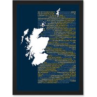 Artery8 Scotch Whisky Distilleries Typography Map Artwork Framed Wall Art Print A4 in Black