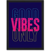 Artery8 Positivity Good Vibes Only Typography Artwork Framed Wall Art Print A4 in Black