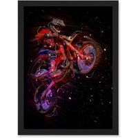 Artery8 Electric Light Motocross Dirt Bike Artwork Framed Wall Art Print A4 in Black