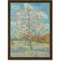 Artery8 Van Gogh The Pink Peach Tree Painting Artwork Framed Wall Art Print A4 in Brown