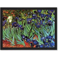 Artery8 Vincent Van Gogh Irises Artwork Framed Wall Art Print A4 in Black