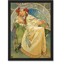 Artery8 Mucha Princess Hyacinth 1911 Ballet Prague Artwork Framed Wall Art Print A4 in Black