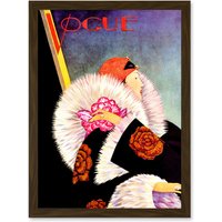Artery8 Magazine Cover Vogue Woman Winter Coat Artwork Framed Wall Art Print A4 in Brown