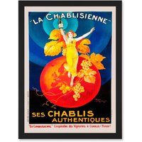 Artery8 Chablis Wine French Vintage Advert Artwork Framed Wall Art Print A4 in Black