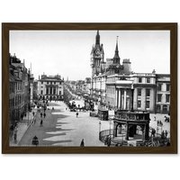Artery8 Aberdeen Castle Street Scotland Vintage Photo Black White Artwork Framed Wall Art Print A4 in Brown