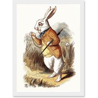 Artery8 Painting Carrol Alice Wonderland Tenniel White Rabbit Artwork Framed Wall Art Print A4