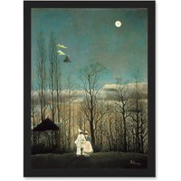 Artery8 Painting Henri Rousseau A Carnival Evening Artwork Framed Wall Art Print A4 in Black