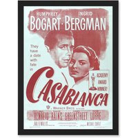Artery8 Movie Film Casablanca Bogart Bergman Classic Cult Artwork Framed Wall Art Print A4 in Black