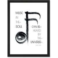 Artery8 Lao Tzu Music In The Soul Universe Uplifting Quote Artwork Framed Wall Art Print A4 in Black