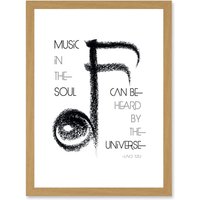 Artery8 Lao Tzu Music In The Soul Universe Uplifting Quote Artwork Framed Wall Art Print A4 in Light Oak