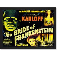 Artery8 Movie Film Sequel Bride Frankenstein Karloff Whale Horror Artwork Framed Wall Art Print A4 in Black