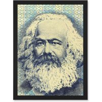 Artery8 Painting Political Karl Marx Banknote Design Communism Artwork Framed Wall Art Print A4 in Black