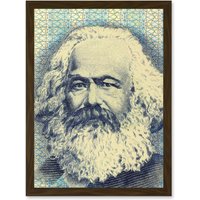 Artery8 Painting Political Karl Marx Banknote Design Communism Artwork Framed Wall Art Print A4 in Brown
