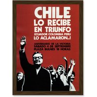 Artery8 Vintage Advert Chile Salvador Allende Victory Success Artwork Framed Wall Art Print A4 in Brown