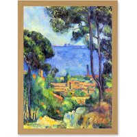 Artery8 Painting Cezanne Landscape View of L'Estaque & Chateaux d'If Artwork Framed Wall Art Print A4 in Light Oak