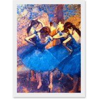 Artery8 Painting Degas Ballerina Dancers Blue Old Master Artwork Framed Wall Art Print A4 in White