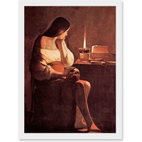 Artery8 Painting La Tour Mary Magdalene Old Master Artwork Framed Wall Art Print A4 in White