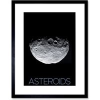 Artery8 Wall Art Print NASA Asteroid Protoplanet Vesta North Pole Poster Artwork Framed 9X7 Inch in Black | Size: W7" x H9"