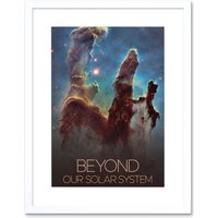 Artery8 Wall Art Print NASA Beyond Solar System Eagle Nebula's Pillars of Creation Poster Artwork Framed 9X7 Inch in White | Size: W7" x H9"
