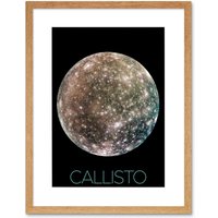 Artery8 Wall Art Print NASA Galileo Spacecraft Jupiters Moon Callisto Poster Artwork Framed 9X7 Inch in Beige | Size: W7" x H9"
