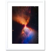 Artery8 Wall Art Print NASA James Webb Telescope Catches Fiery Hourglass New Star Forms Protostar Artwork Framed 9X7 Inch in White | Size: W7" x H9"