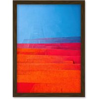 Artery8 Abstract Minimalist Steps Painting Blue Purple Pink Orange Red Artwork Framed Wall Art Print A4 in Brown
