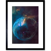 Artery8 Wall Art Print NASA Hubble Space Telescope Bubble Nebula NGC 7635 Cassiopeia Artwork Framed 9X7 Inch in Black | Size: W7" x H9"
