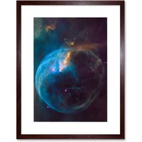 Artery8 Wall Art Print NASA Hubble Space Telescope Bubble Nebula NGC 7635 Cassiopeia Artwork Framed 9X7 Inch in Brown | Size: W7" x H9"