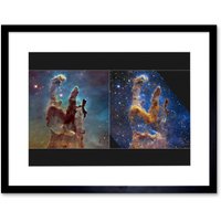Artery8 Wall Art Print NASA James Webb Hubble Comparison Space Telescope Pillars of Creation Eagle Nebula Artwork Framed 9X7 Inch | Size: W7" x H9"