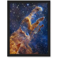Artery8 Wall Art Print NASA James Webb Space Telescope Pillars of Creation Eagle Nebula Large Framed Wall Décor Art in Black | Size: W18" x H24"