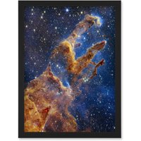 Artery8 NASA James Webb Space Telescope Pillars of Creation Eagle Nebula Artwork Framed Wall Art Print A4 in Black
