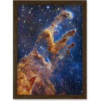 Artery8 NASA James Webb Space Telescope Pillars of Creation Eagle Nebula Artwork Framed Wall Art Print A4 in Brown